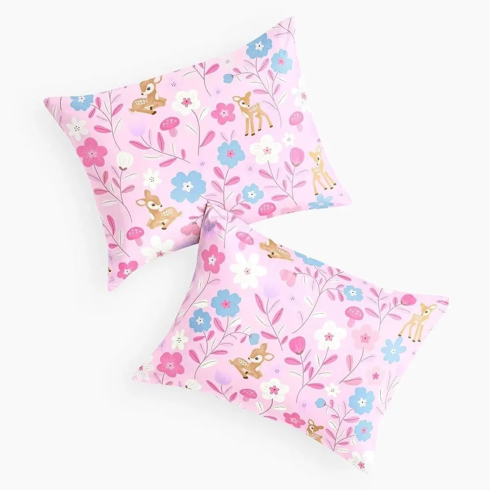 Wake In Cloud Botanical Floral Pillow Shams Set 2 Pink Standard Pillowcases